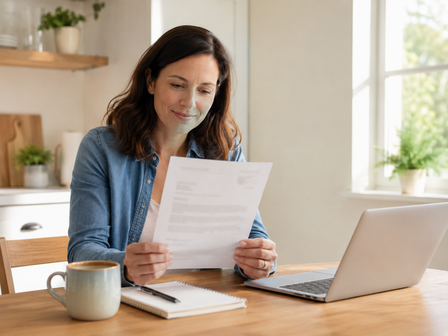 A person reading a medical letter at a table