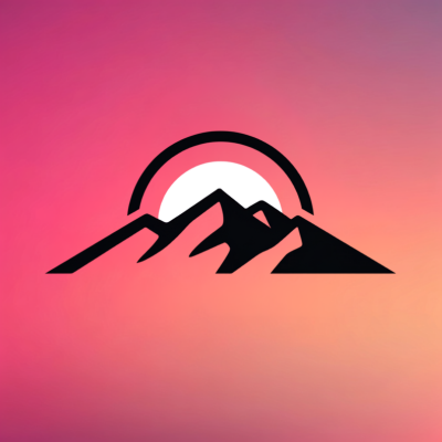 The Pink Moment Express logo, which is a replica of the Ojai topatopa mountains during the famous Ojai California pink moment sunset.