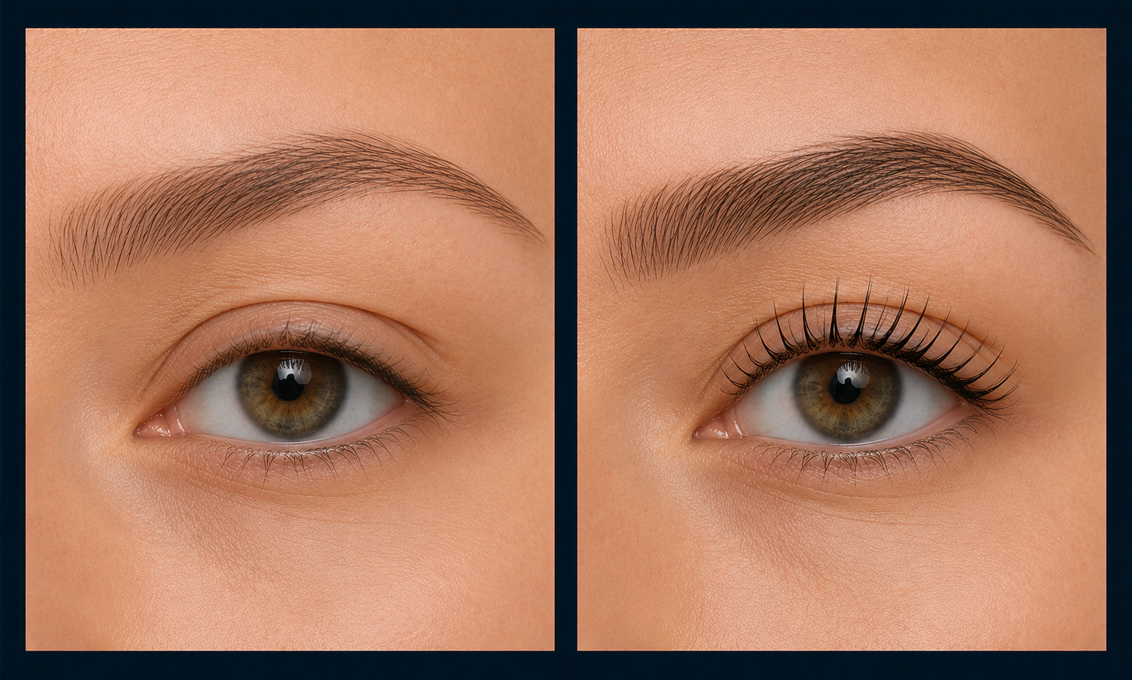 Before and after Korean Lash Lift by JGLOW Cosmetic Tattoo Artistry in Perth, creating beautifully lifted, naturally defined lashes.