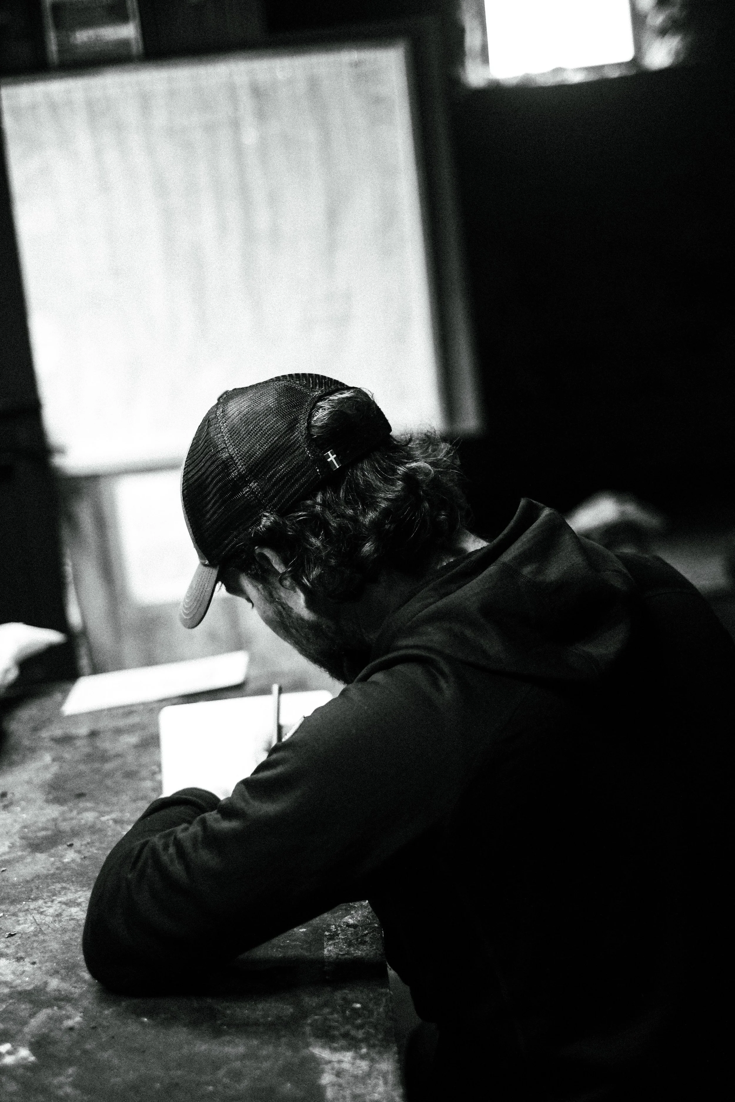 Richard writing, Knoydart.