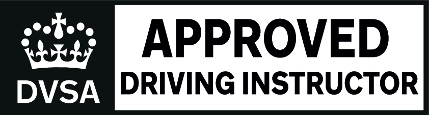 DVSA Approved Driving Instructor logo with black and white design.