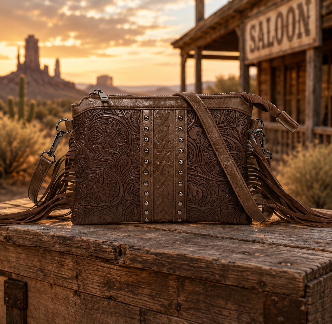 Boho western crossbody bag
