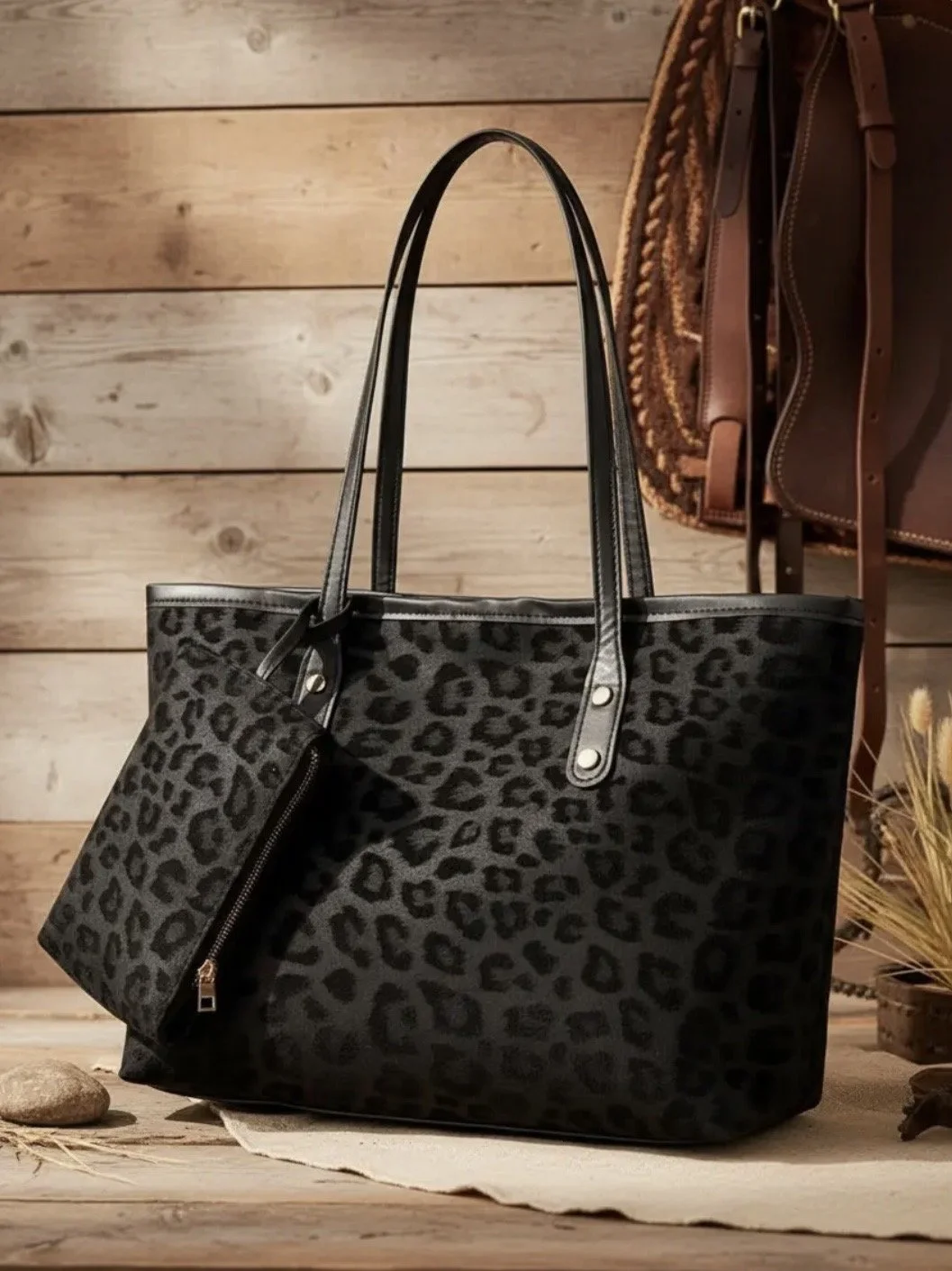 Leopard purse and wallet set
