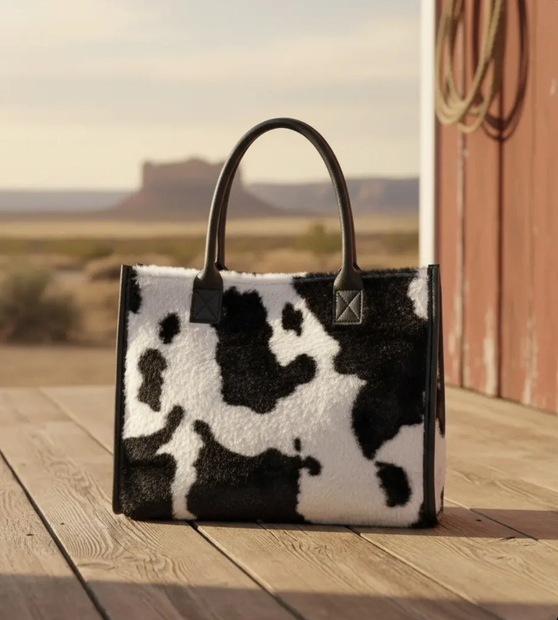 Cow print soft plush bag