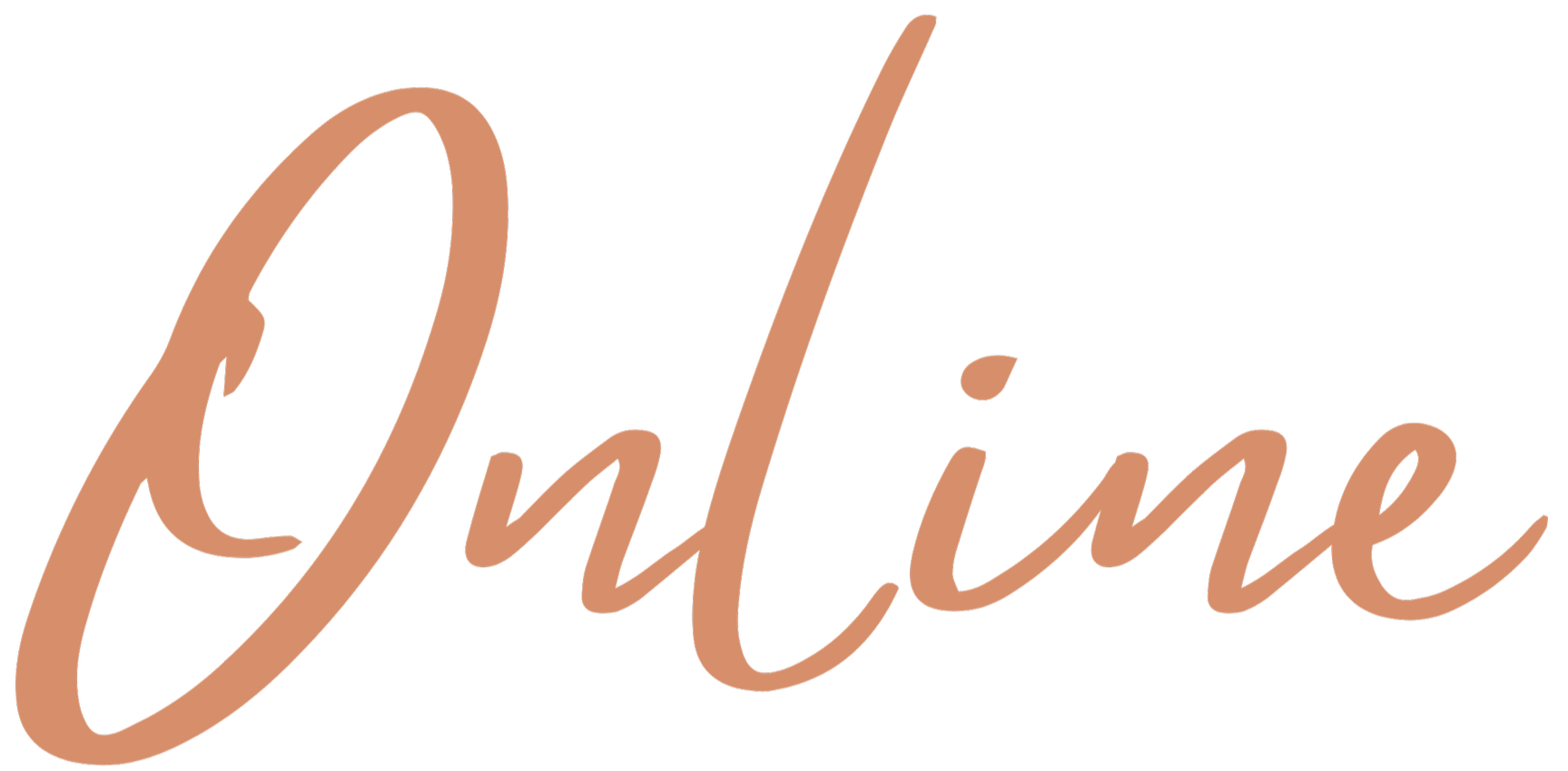 Das Wort 'Online' in einer eleganten, modernen Schriftart in einer hellbraunen Farbe auf einem schwarzen Hintergrund.