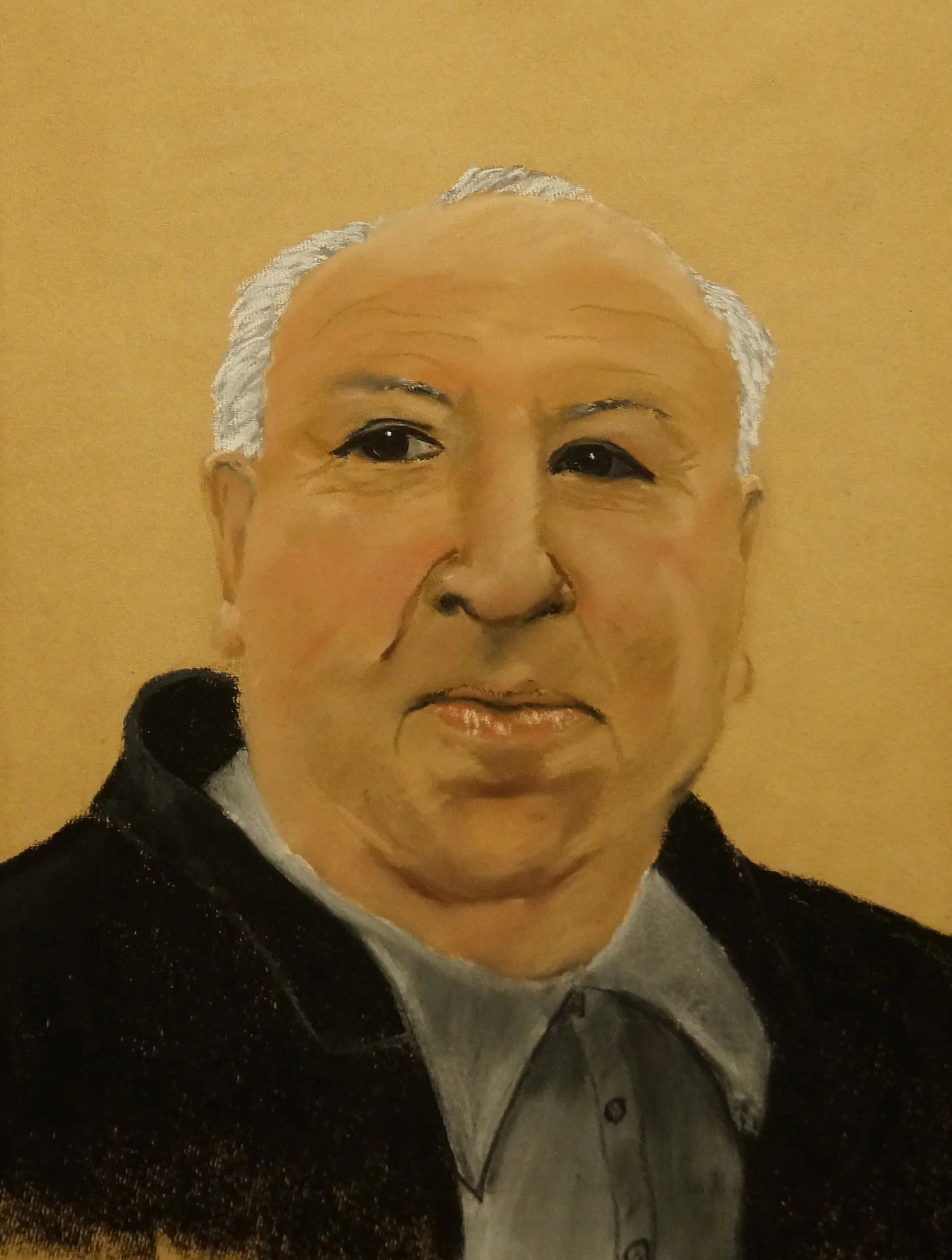 "Alfred Hitchcock" soft pastel, framed [$150.00]