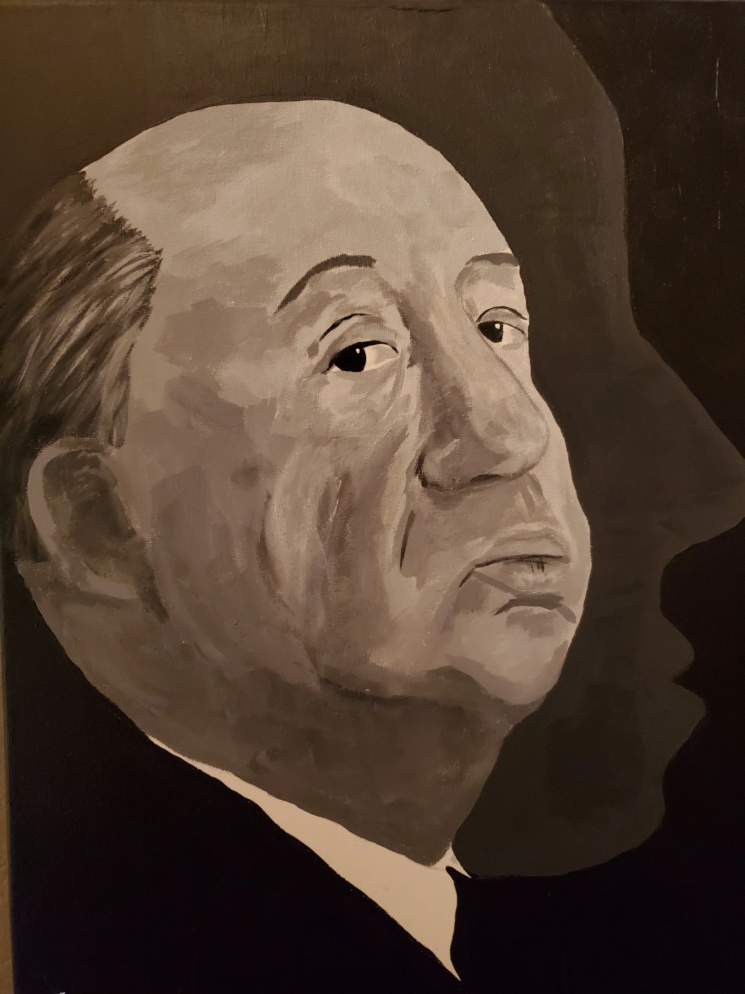 "Alfred Hitchcock" 16x20 acrylic on stretched canvas [$100.00]