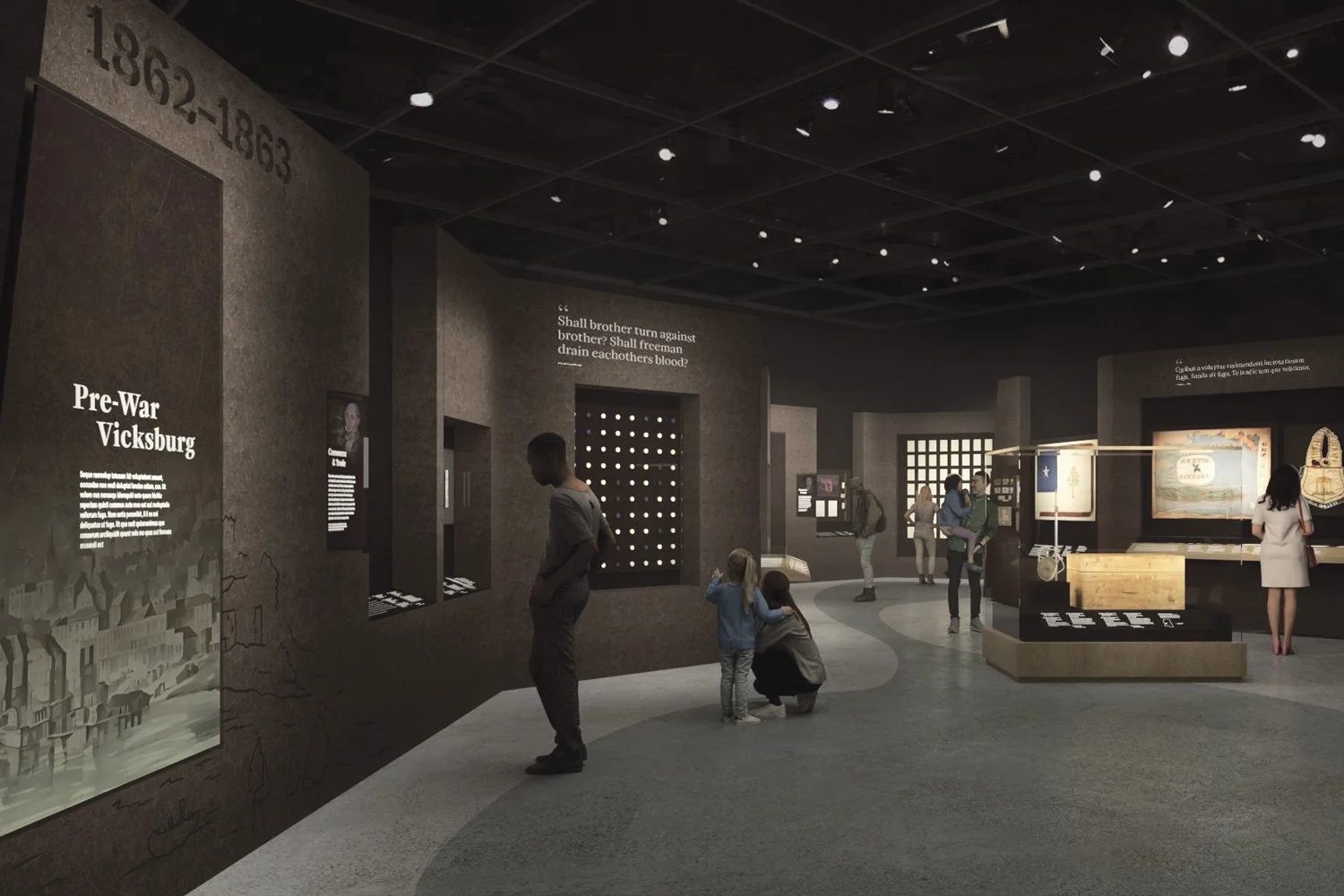 Rendering of the new Visitor Center pre-war gallery.