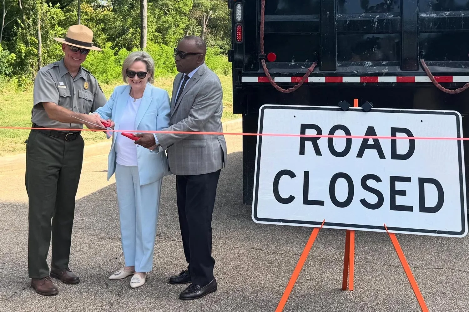 Senator Cindy Hyde-Smith celebrating the reopening of an area of the tour road.