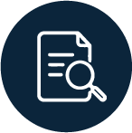 Icon of a document with a magnifying glass, representing search or analysis.