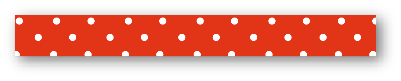 Red ribbon with white polka dots.