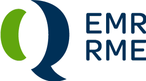 Logo mit grünem und blauem Design, Schriftzug 'EMR RME'