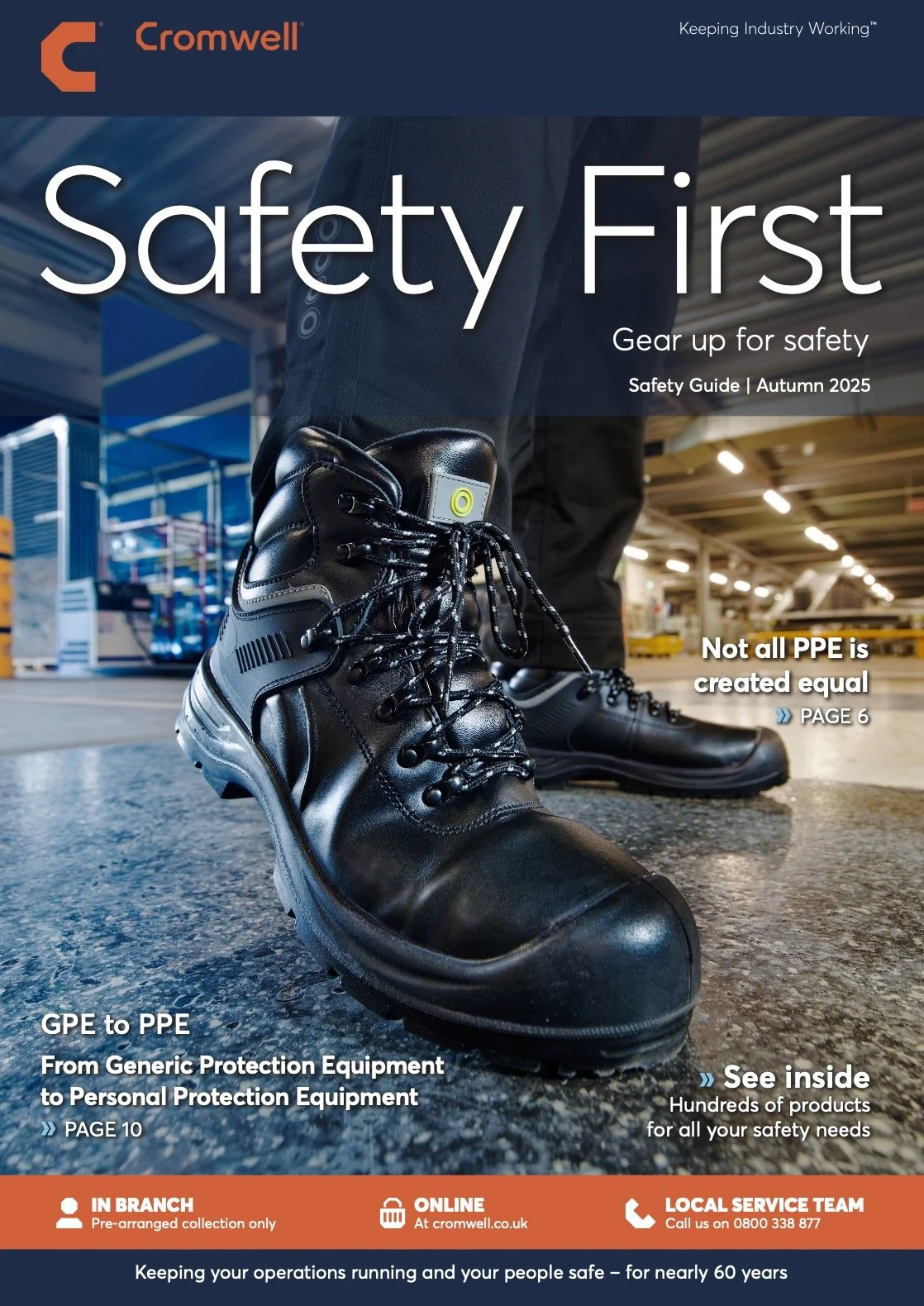 Editorial photography Safety First cover featuring safety boots