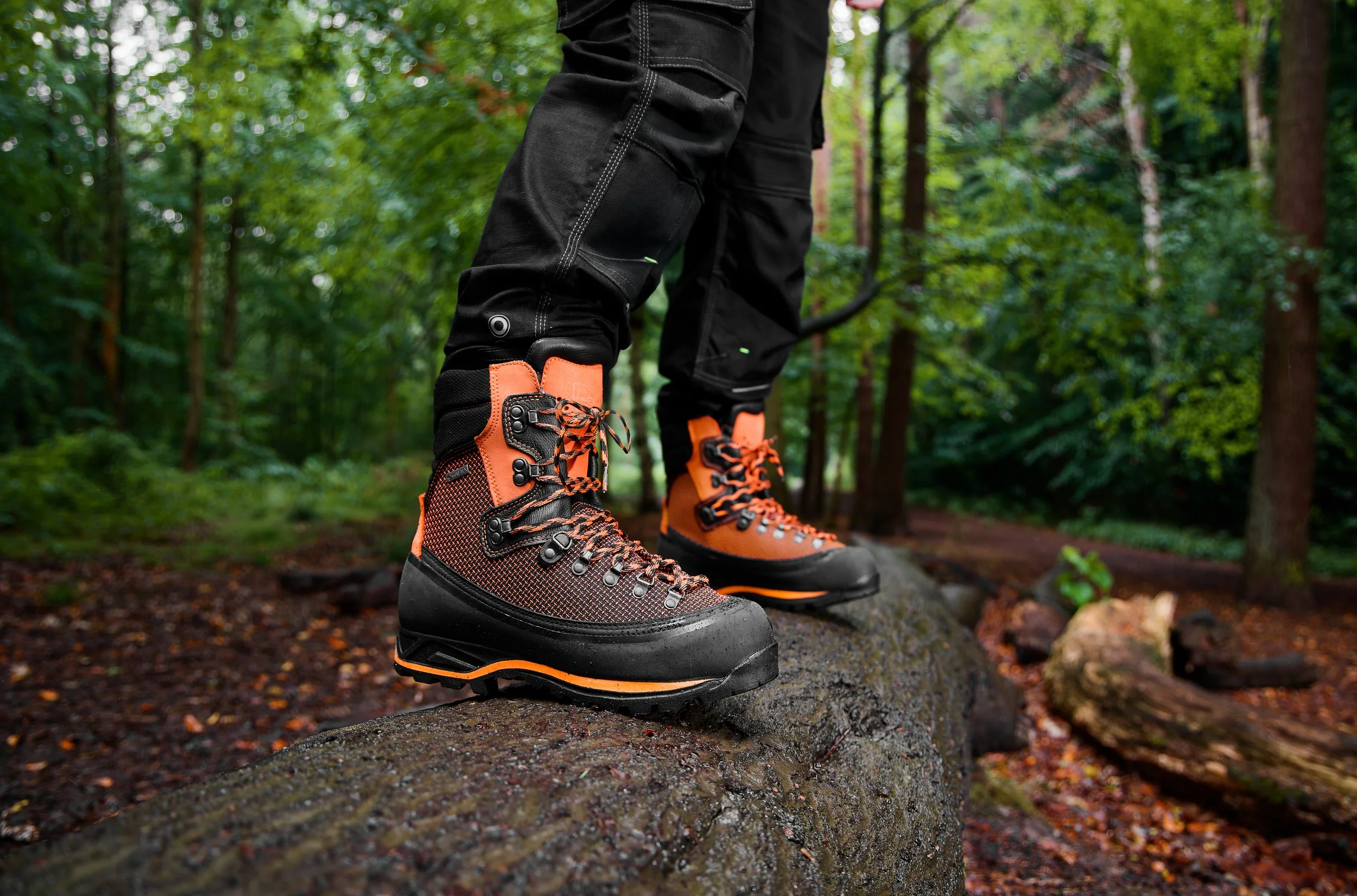 Commercial photography chainsaw boots