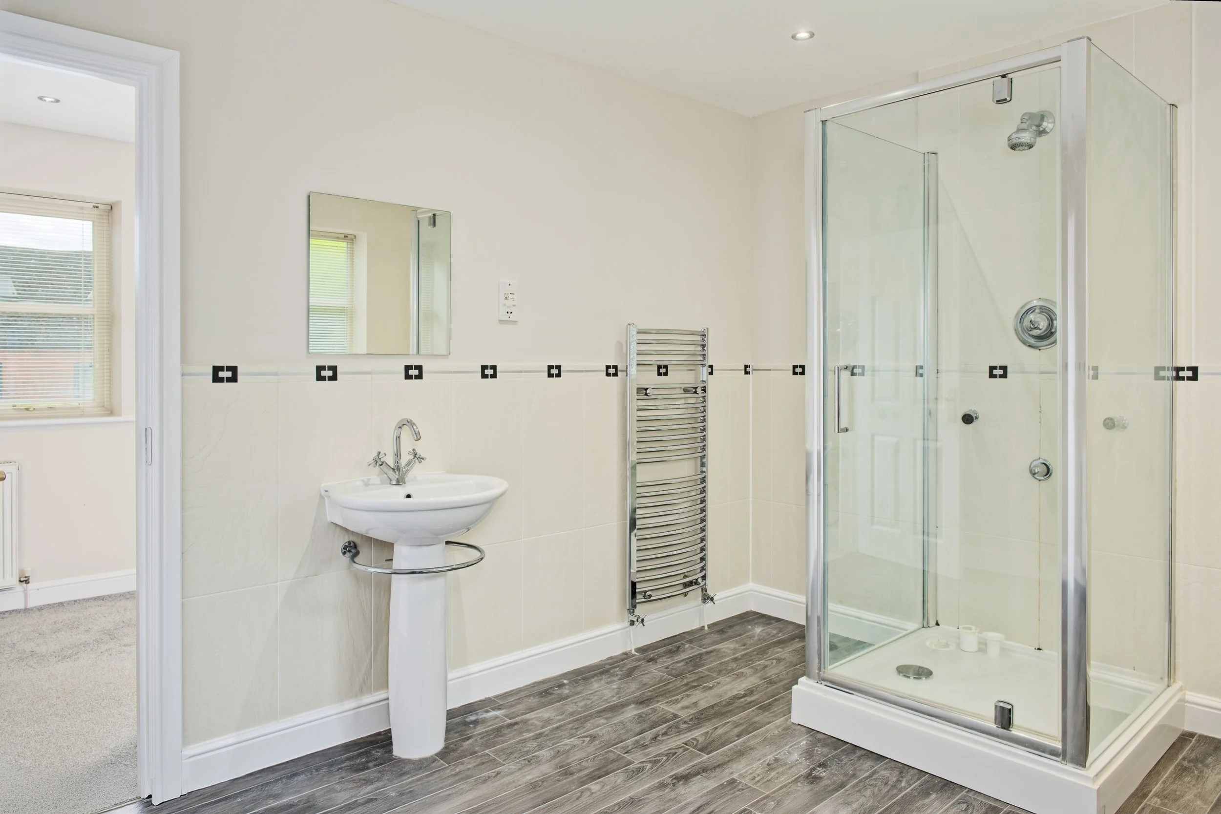 Property photography bathroom with small shower
