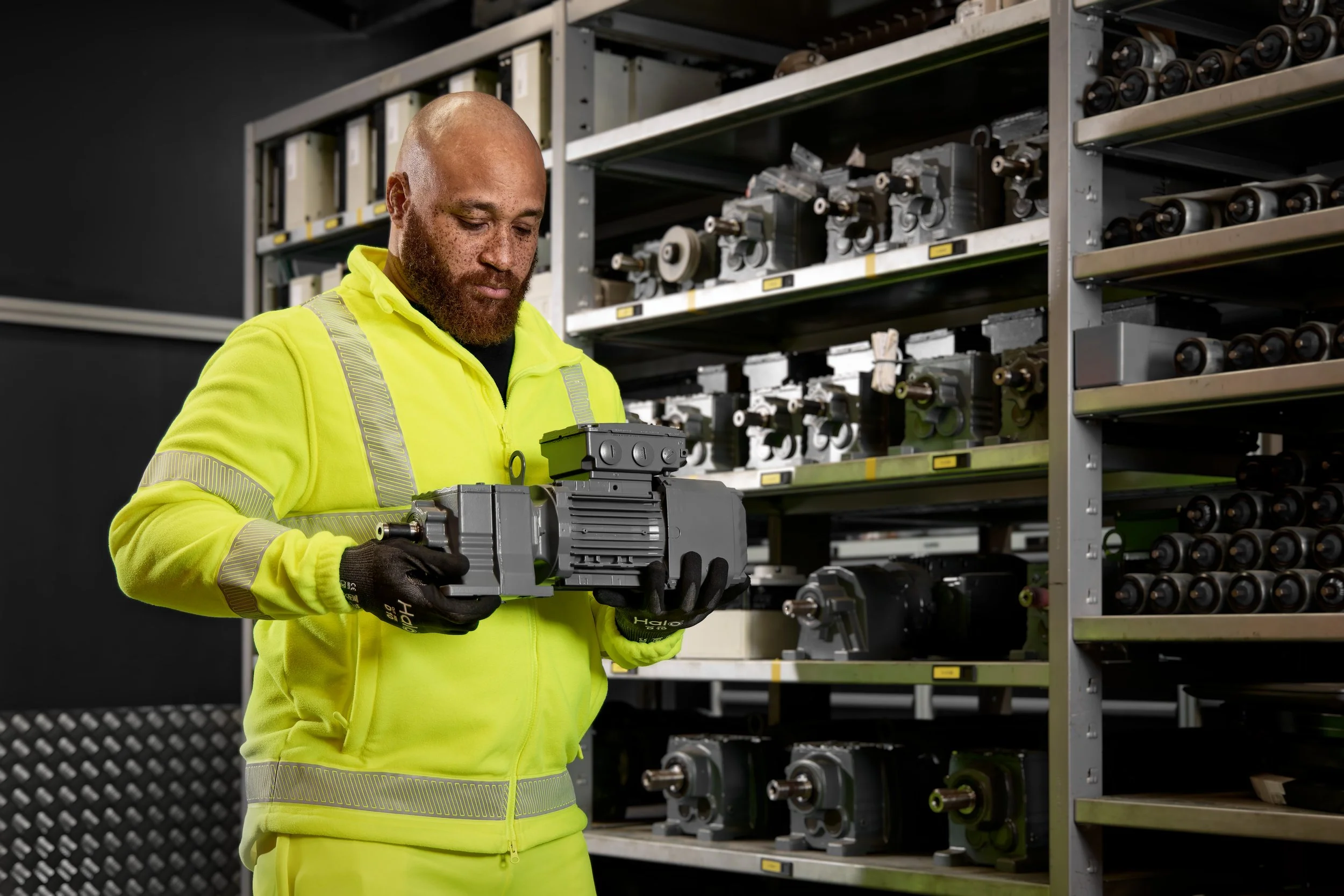 Man holding electric engine