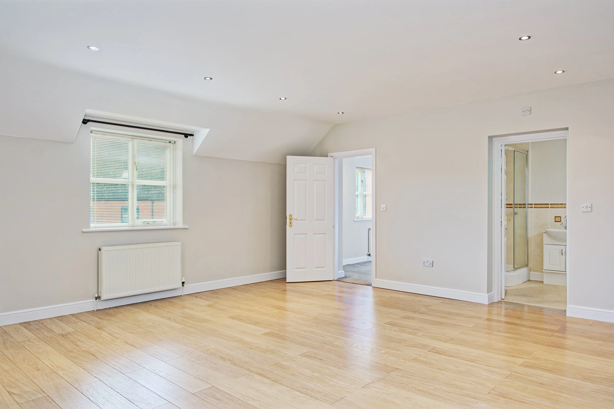 Property photography bedroom with ensuite