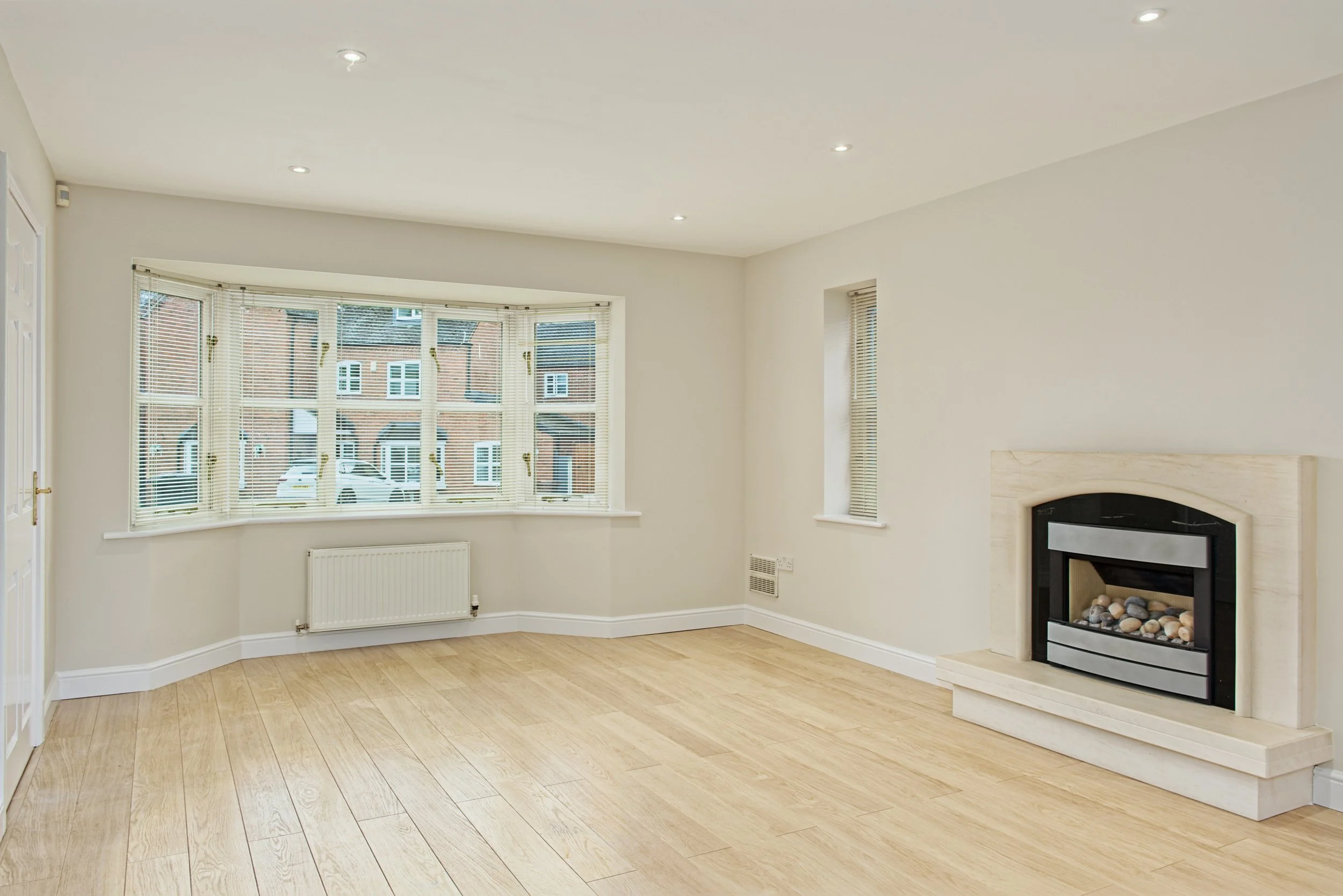 Property photography lounge with chimney