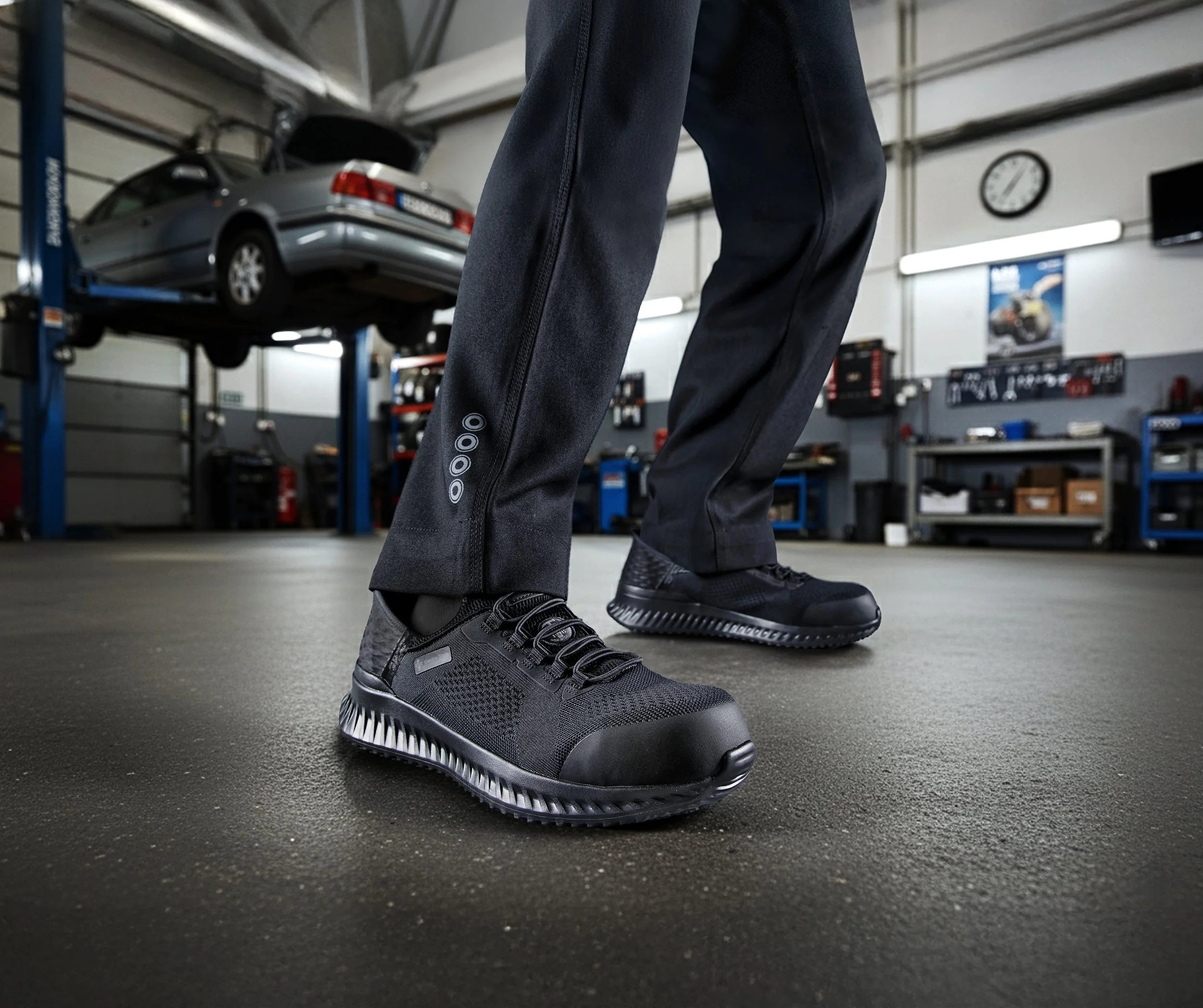 Commercial photography garage safety boots
