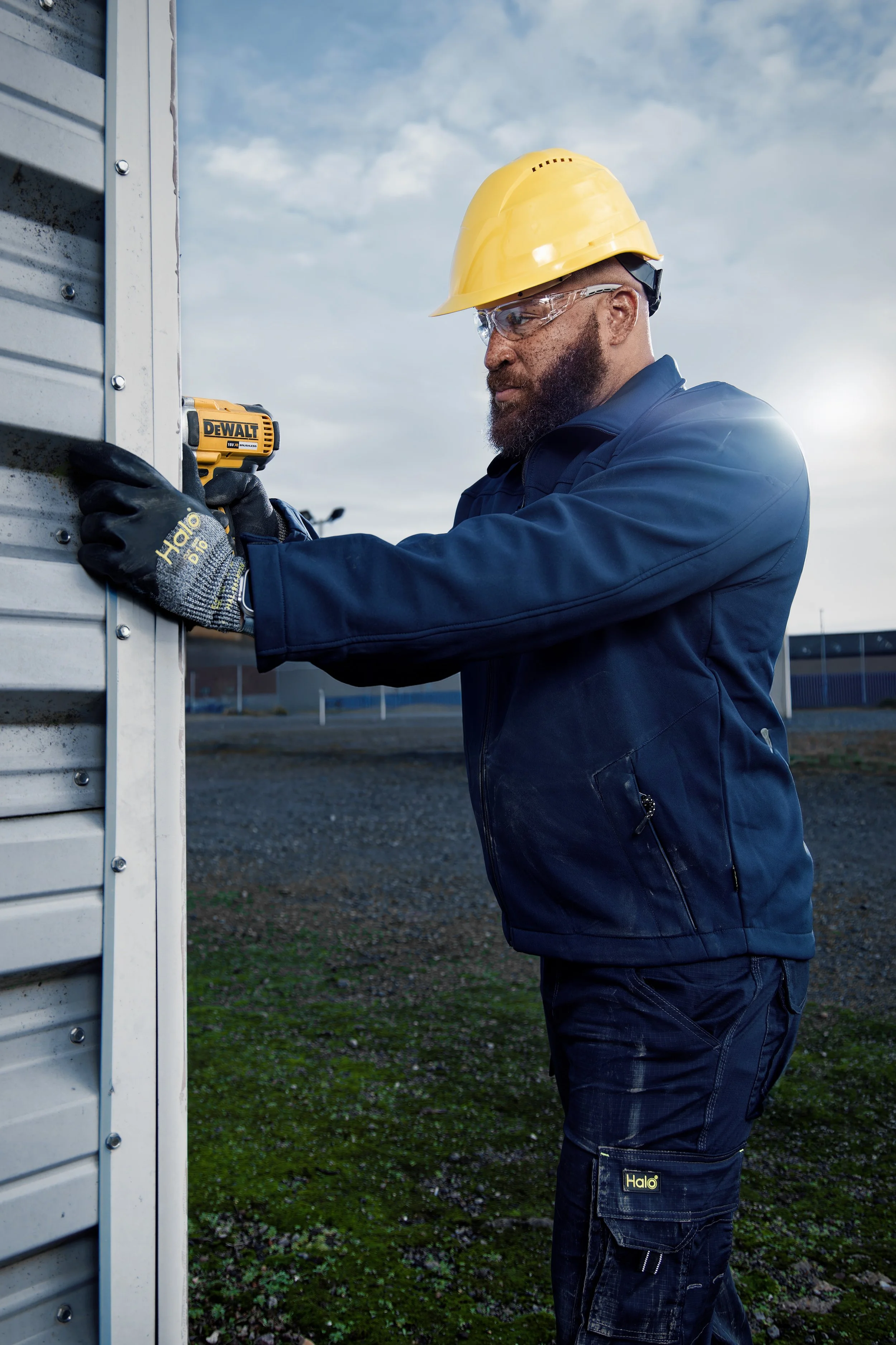 Construction worker drilling