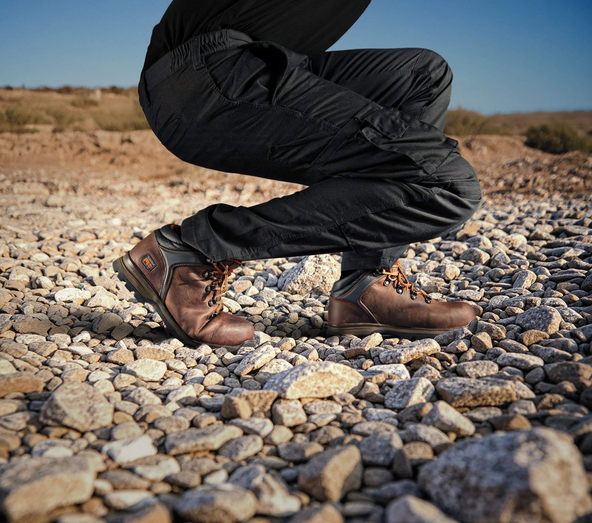 Commercial photography leather safety boots