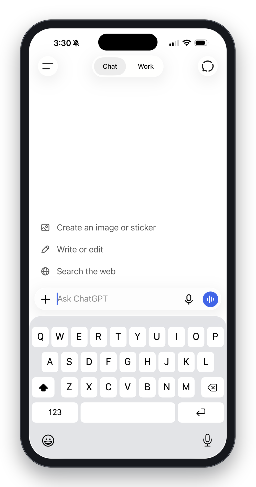 ChatGPT app open on a phone