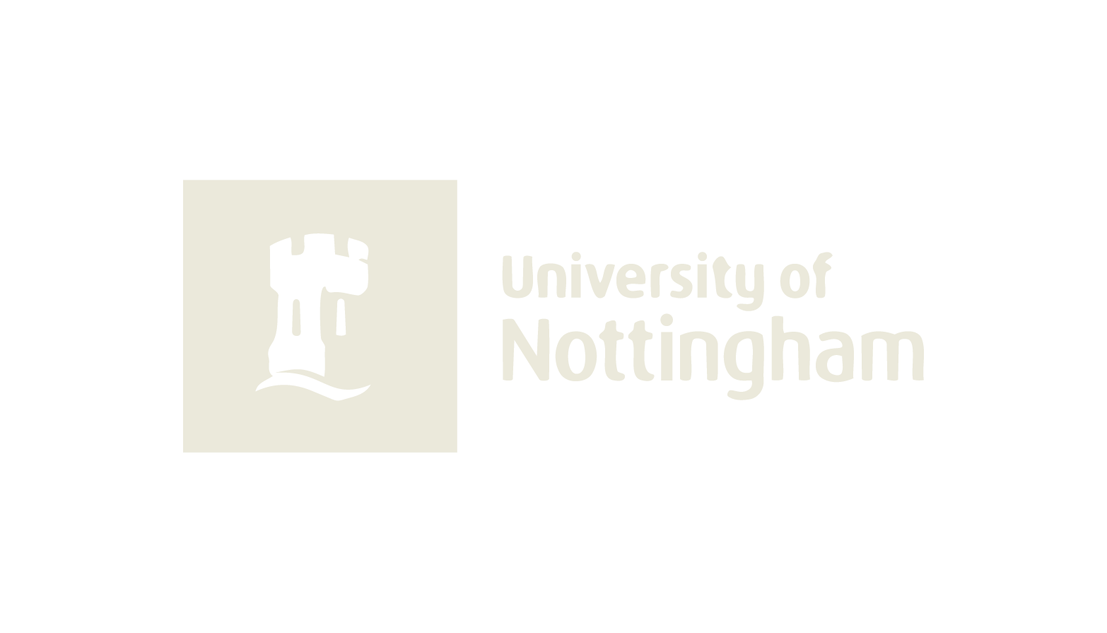 Light beige University of Nottingham logo featuring a castle tower and the university's name.