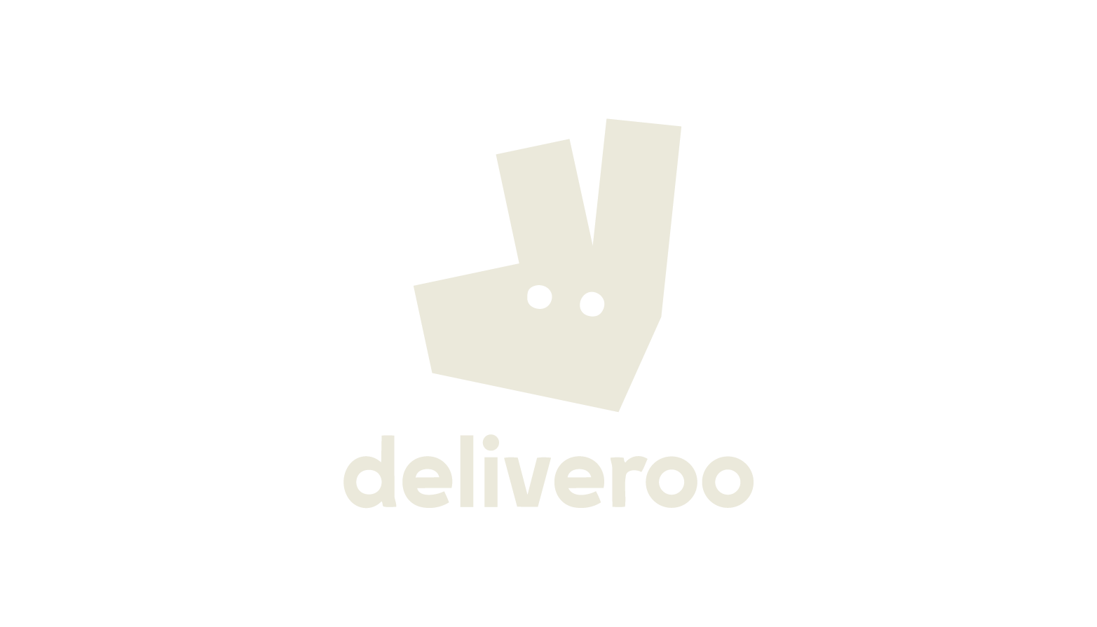 Deliveroo logo featuring a minimalist rabbit face with two long ears and black eyes, accompanied by the brand name in lowercase letters.