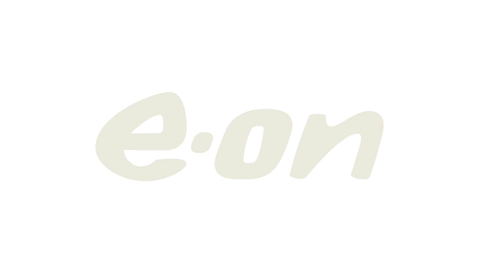 The word "e.on" written in light-colored, stylized text on a black background.