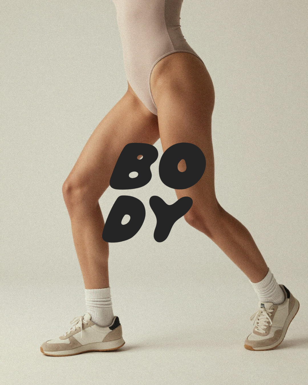 Brand identity design for BODY by Sculpt & Soul, a pilates studio. Featuring curvy, fun, bold logo design in neutral colour palette. 