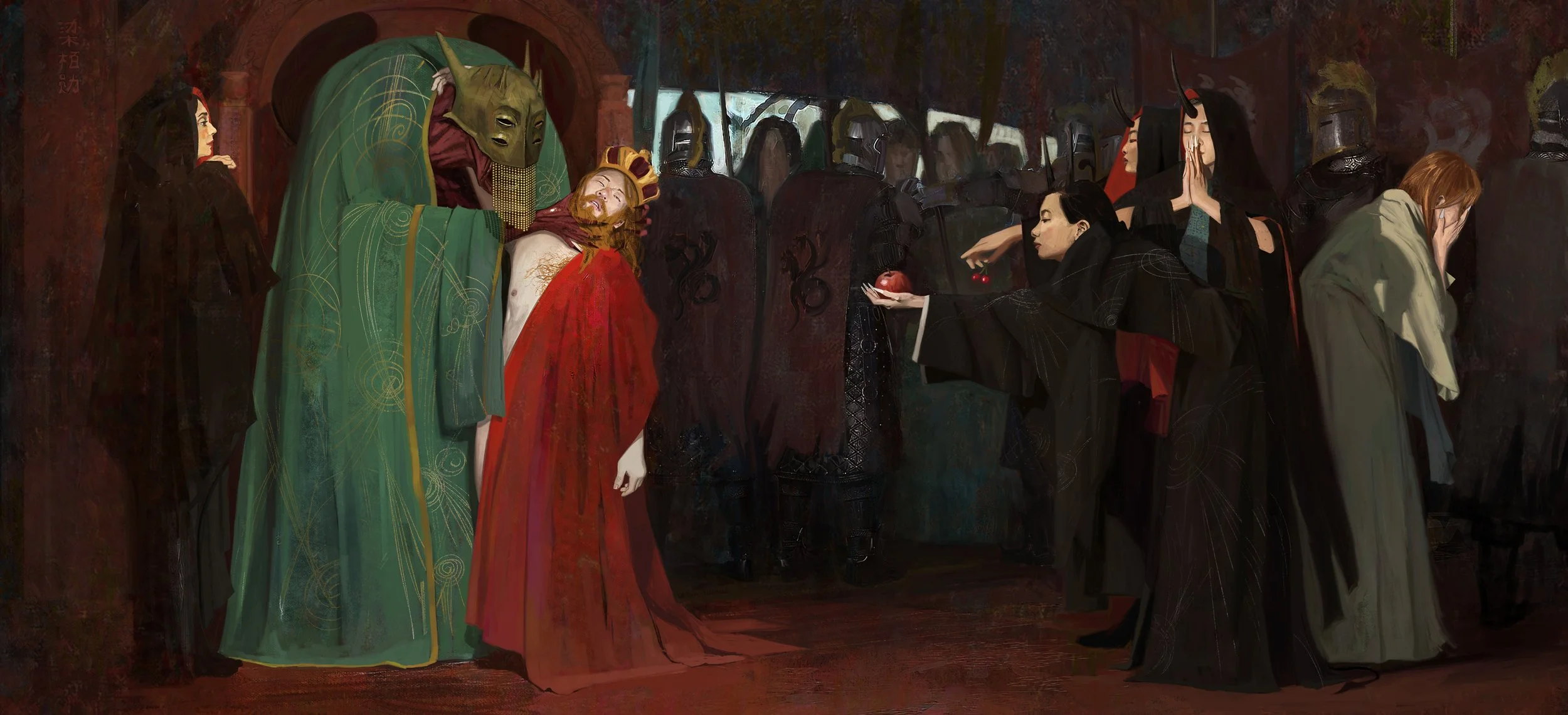 Digitally painted vis dev and concept art for Jeffery Leung's personal IP "To Wish Impossible Things". It depicts a kingdom under a coup d'état from foreign cultists.