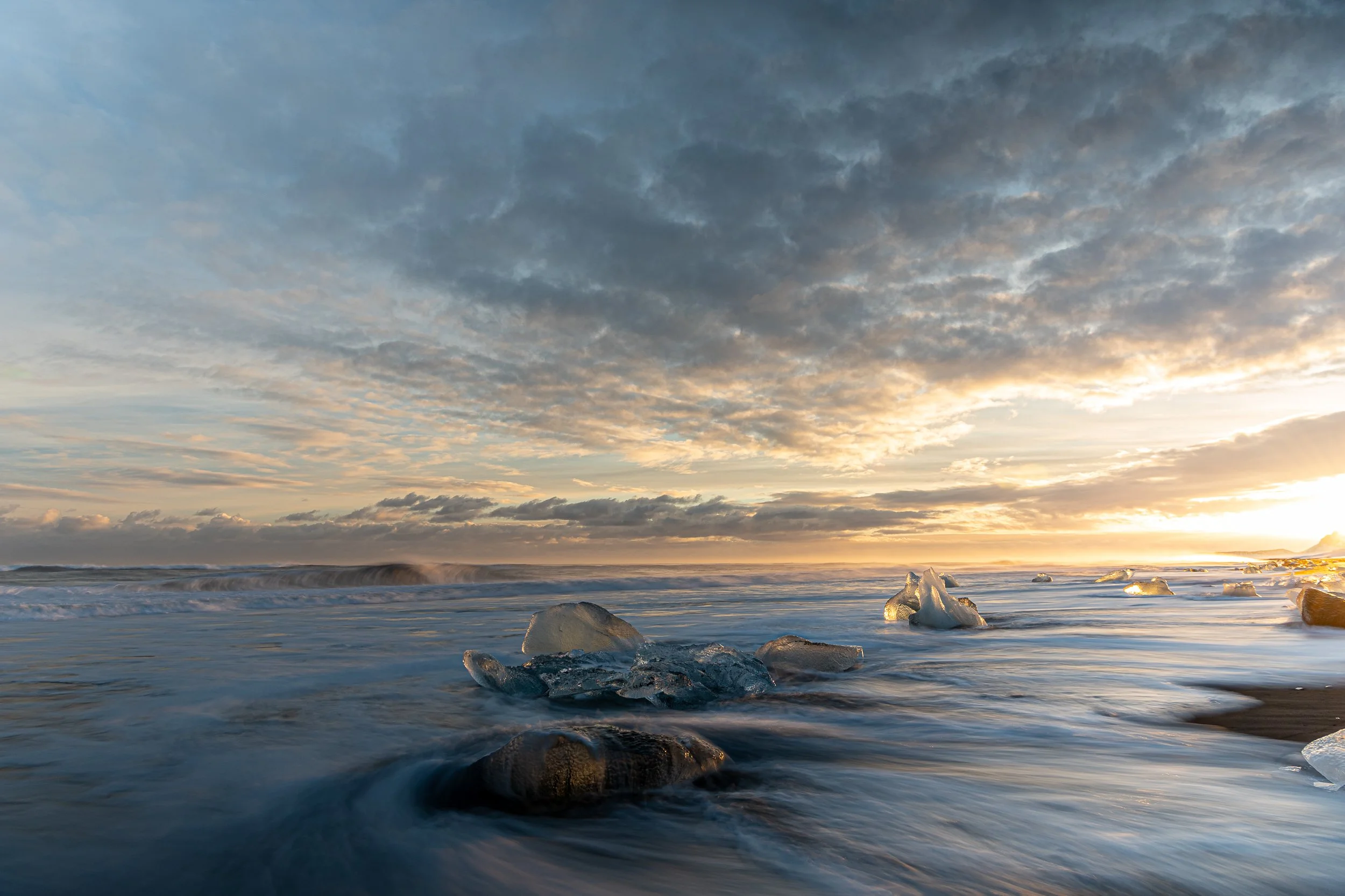 Diamond Beach at sunset | Iceland
