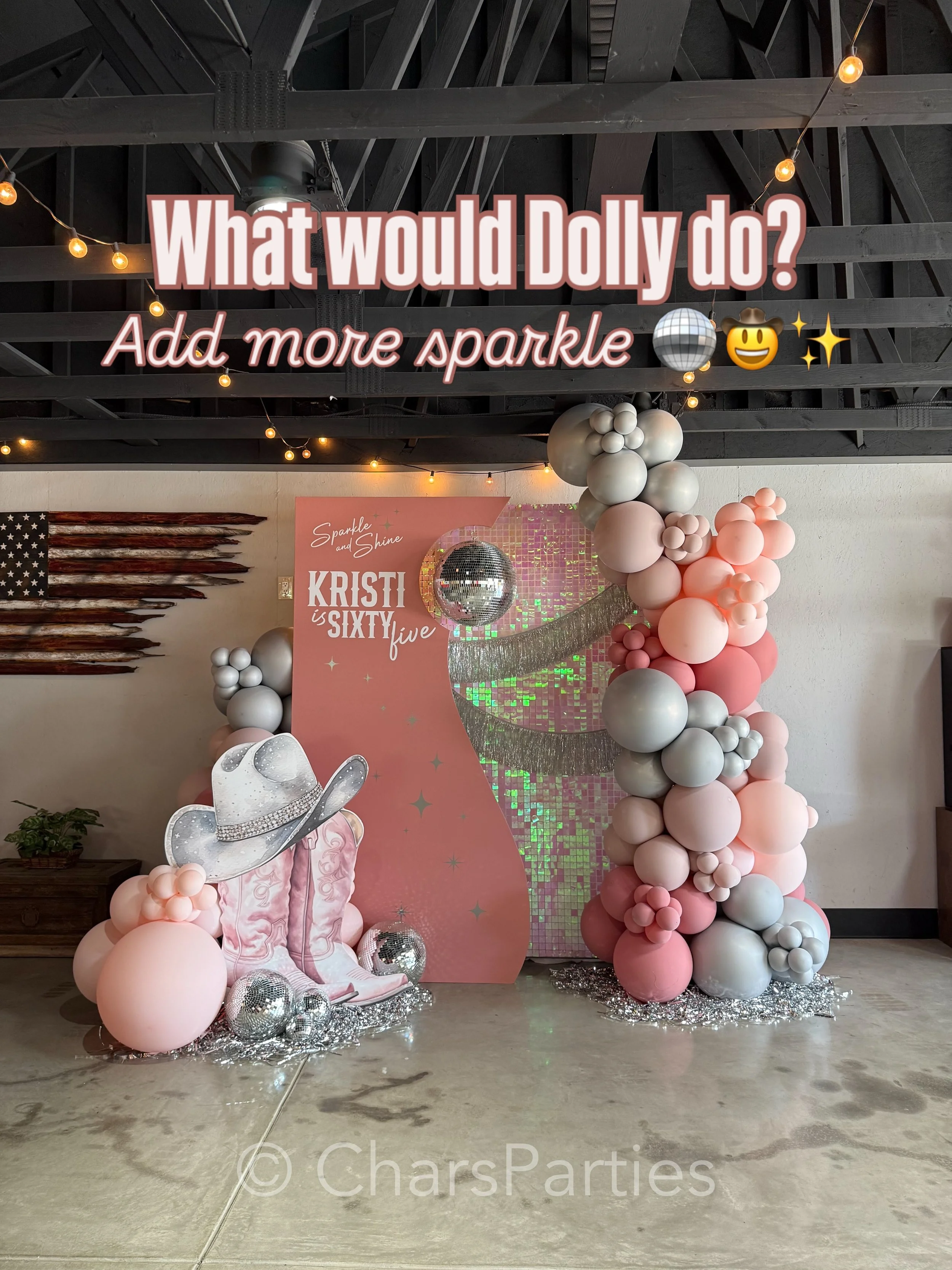 In the immortal words of Dolly Parton, &ldquo;It costs a lot of money to look this cheap.&rdquo; 😂✨

And for Kristi&rsquo;s 65th, we understood the assignment: more sparkle, more fringe, more disco balls, and absolutely no such thing as too much. 🤠
