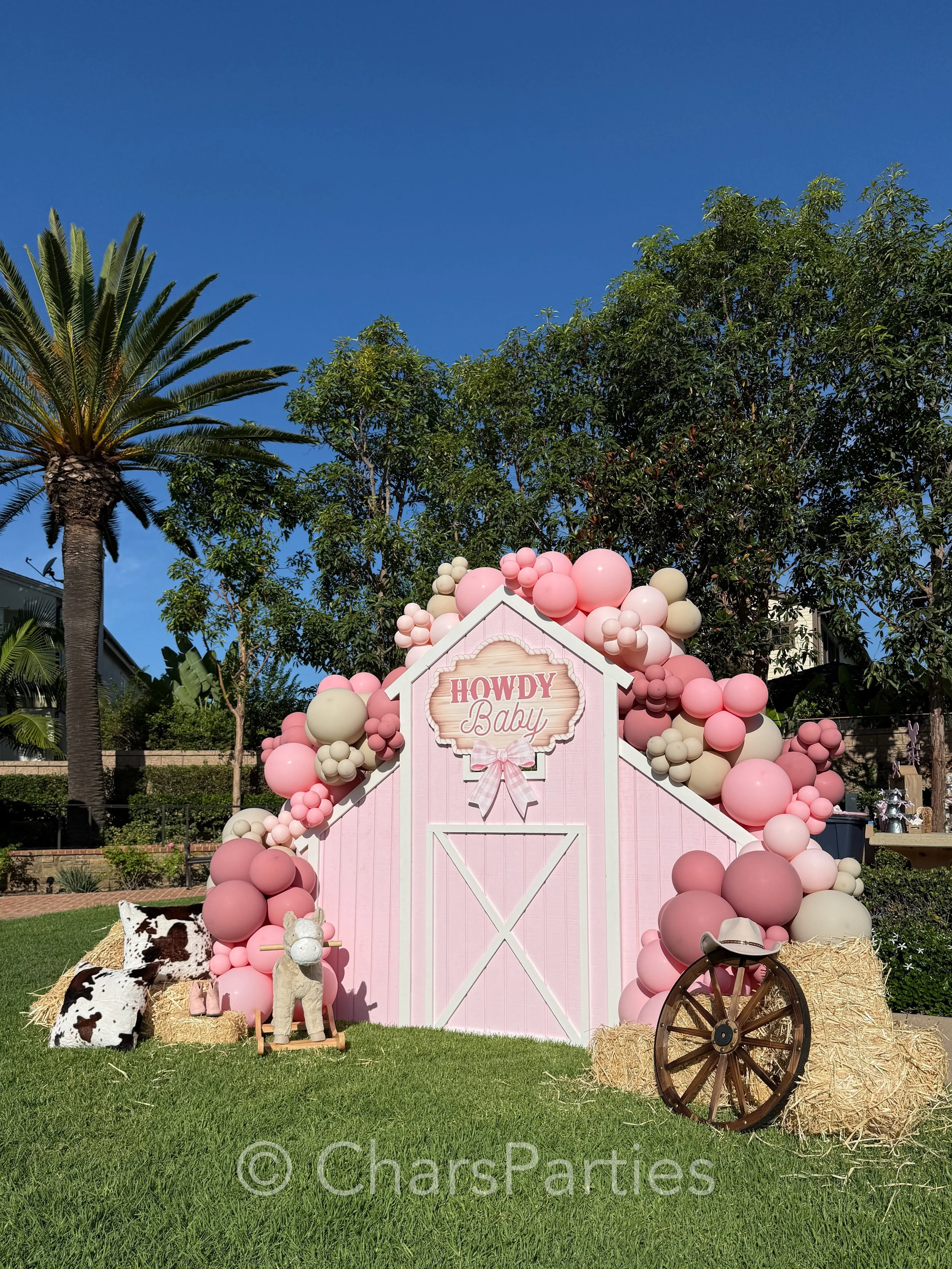 When a client has a flawless vision and we bring the statement pieces. ✨

For this bespoke outdoor &ldquo;Howdy Baby&rdquo; shower, we loved designing and building the custom pink barn architectural backdrop, framing it with a meticulously layered, o