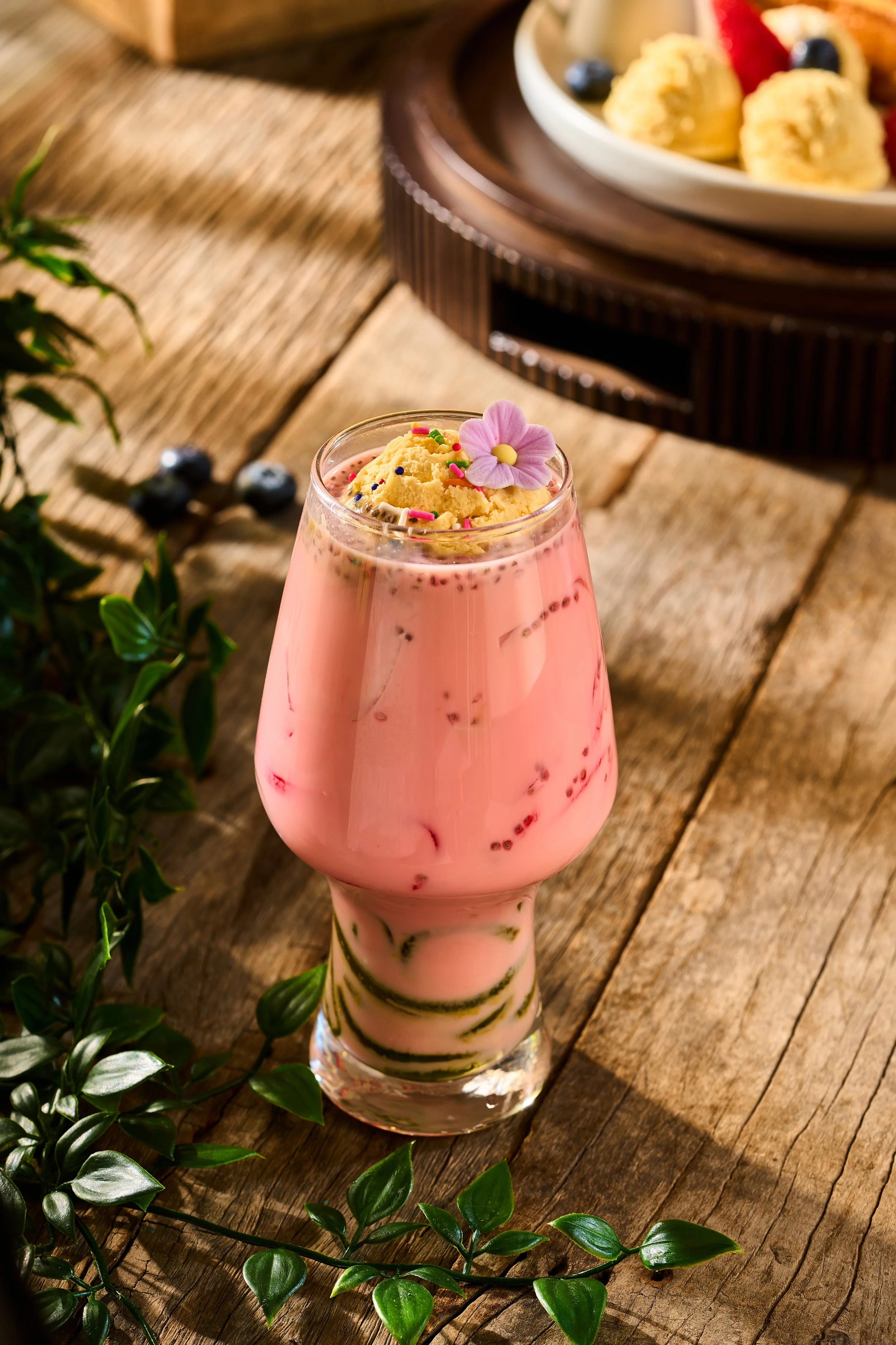 MYANMAR FALLODA (Rose Syrup Parfait)

An upscale, celebratory indulgence popular across Myanmar, inspired by historic South Asian trade routes. Chilled creamy milk is infused with fragrant rose syrup, sweet basil seeds, tapioca pearls, and soft egg c
