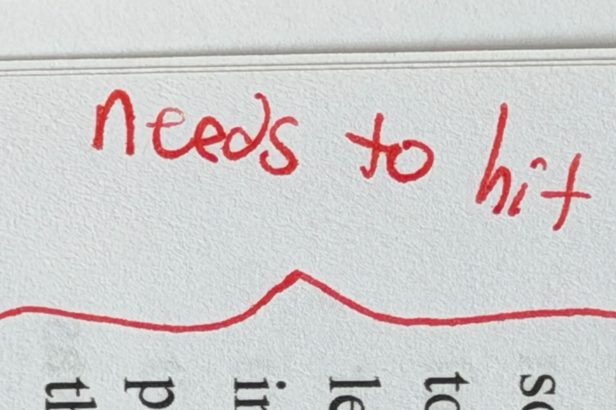 a close up of a fantasy author's book with the words "needs to hit" written in red pen as an edit.