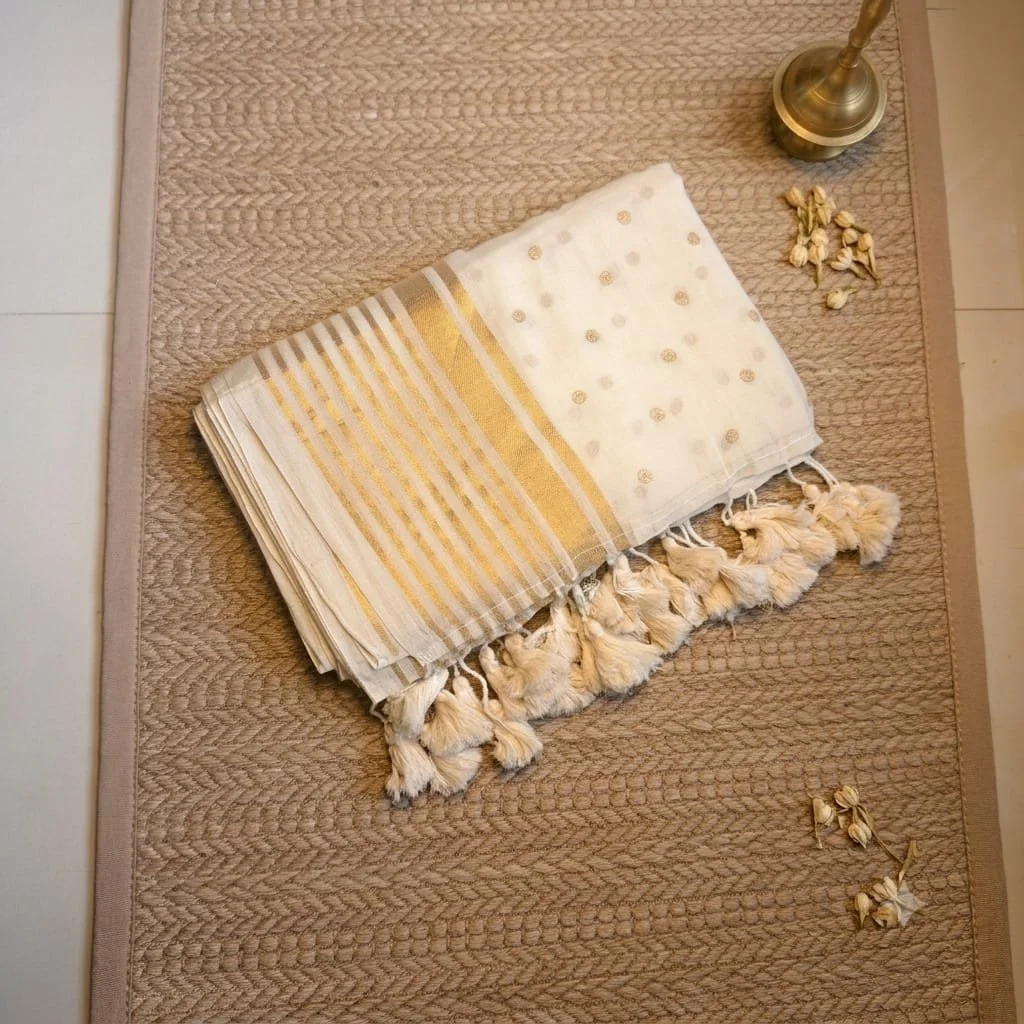 Gold Accent Mul Cotton Saree
