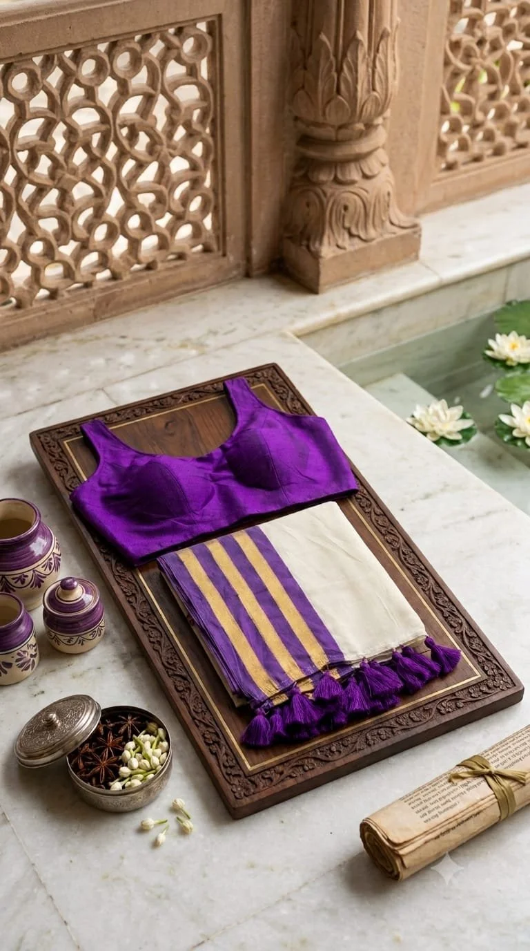 Purple Silk Elegance Saree Set