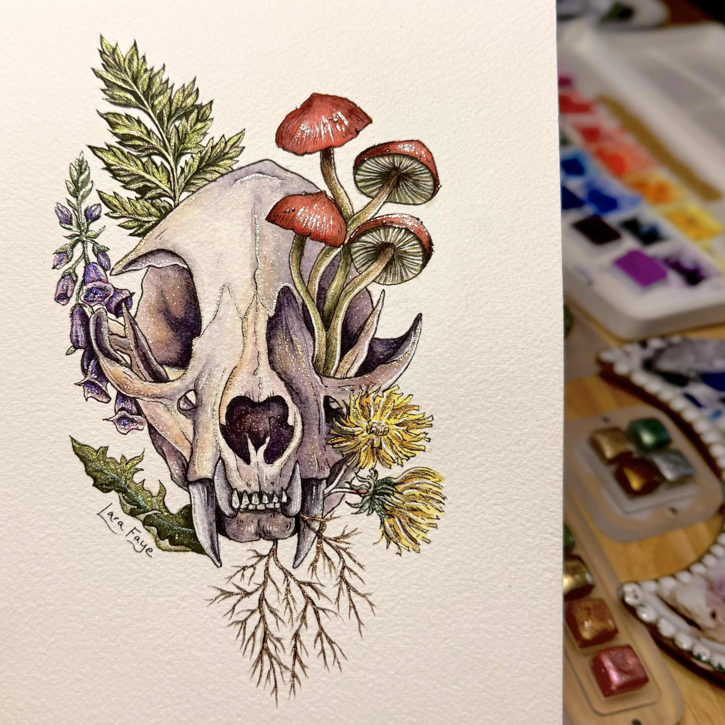 Forest Cat Skull III | Original Painting