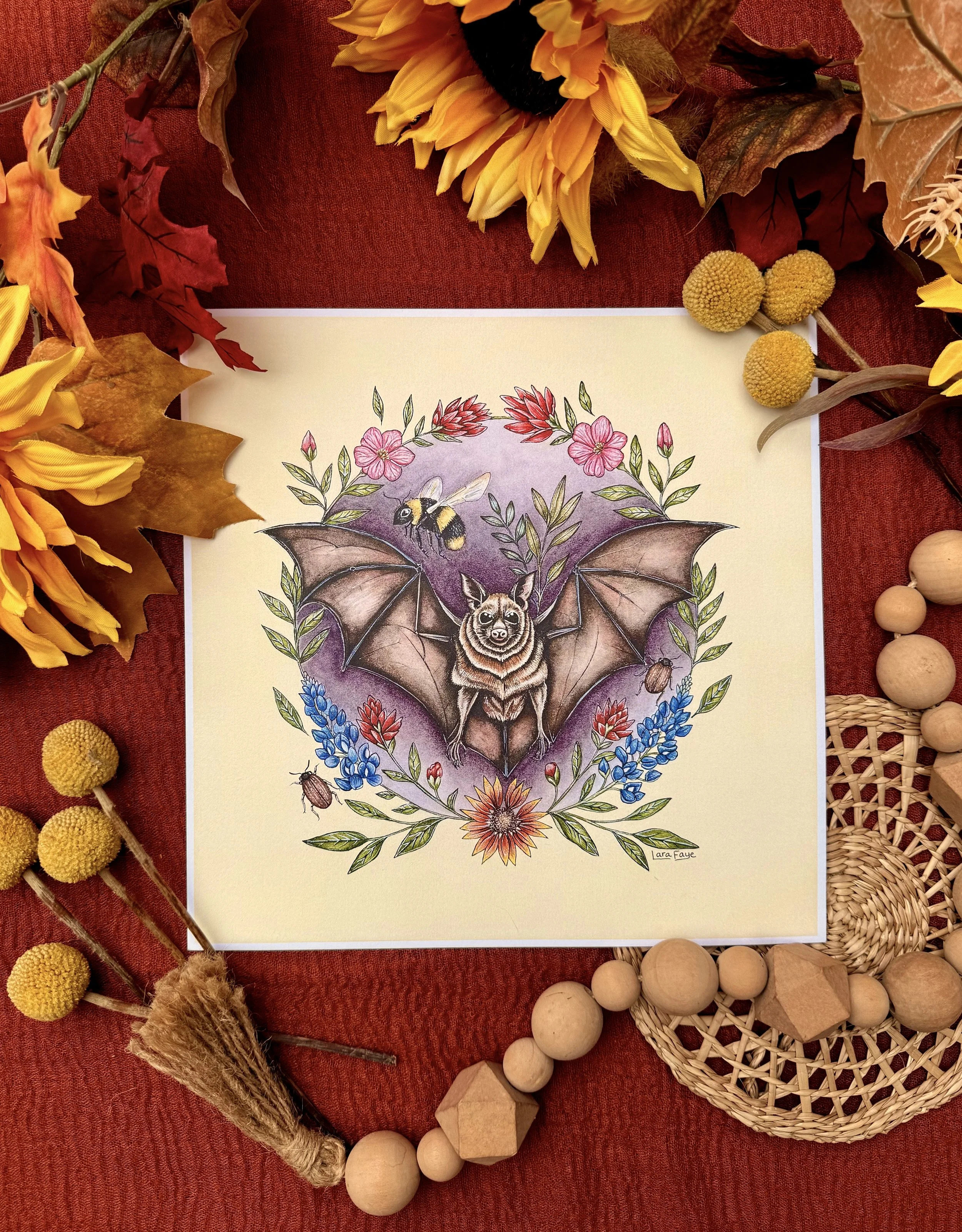Bluebonnet Bat | Original Painting