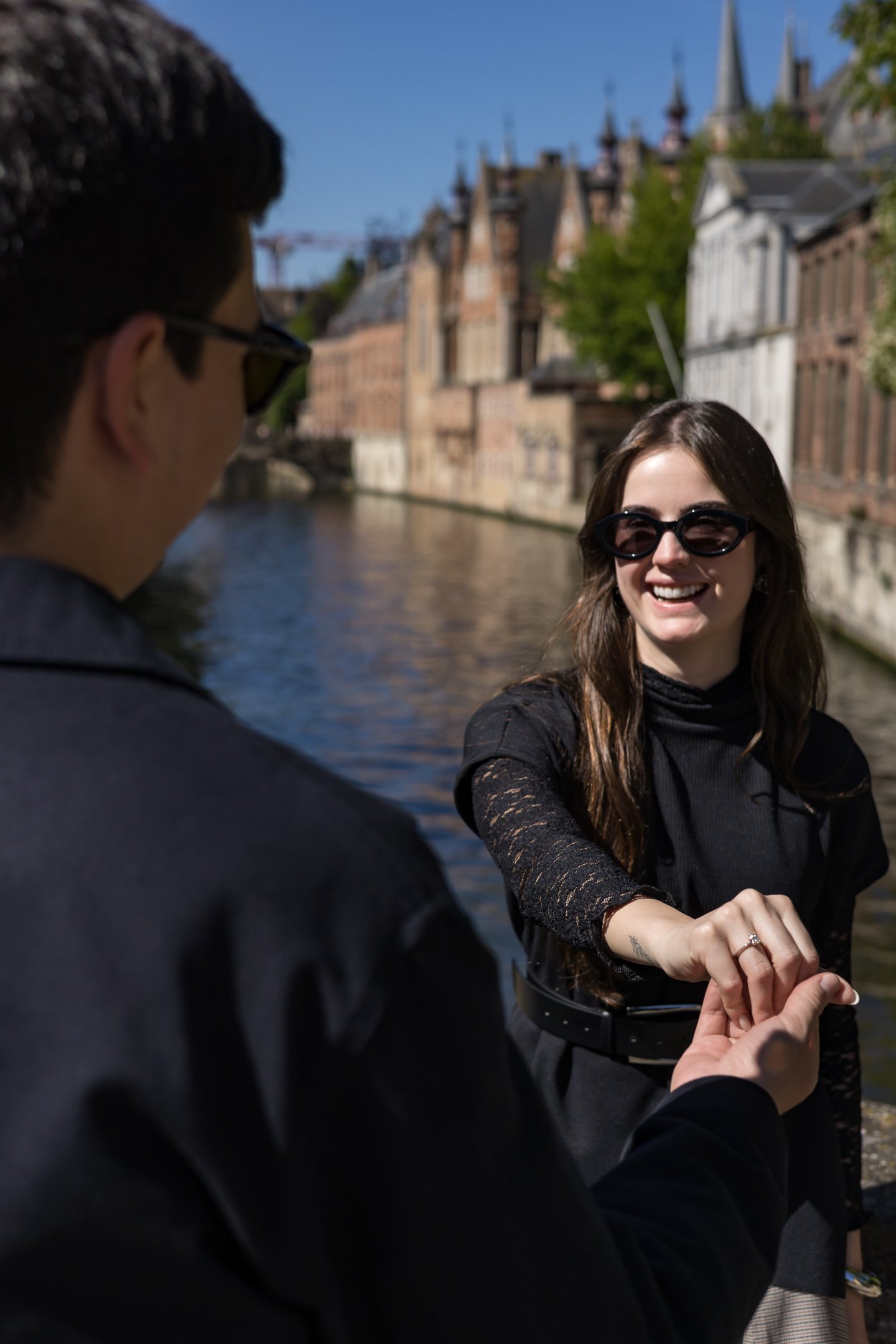 Brazilan couple got engaged in Bruges, Belgium. Engagement shoot