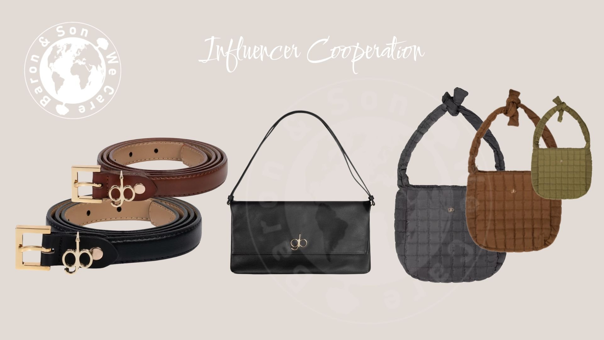 Baron & Son Highlight Influencer Corporation: PU-Ledergürtel und Taschen in Schwarz, Braun und Olive