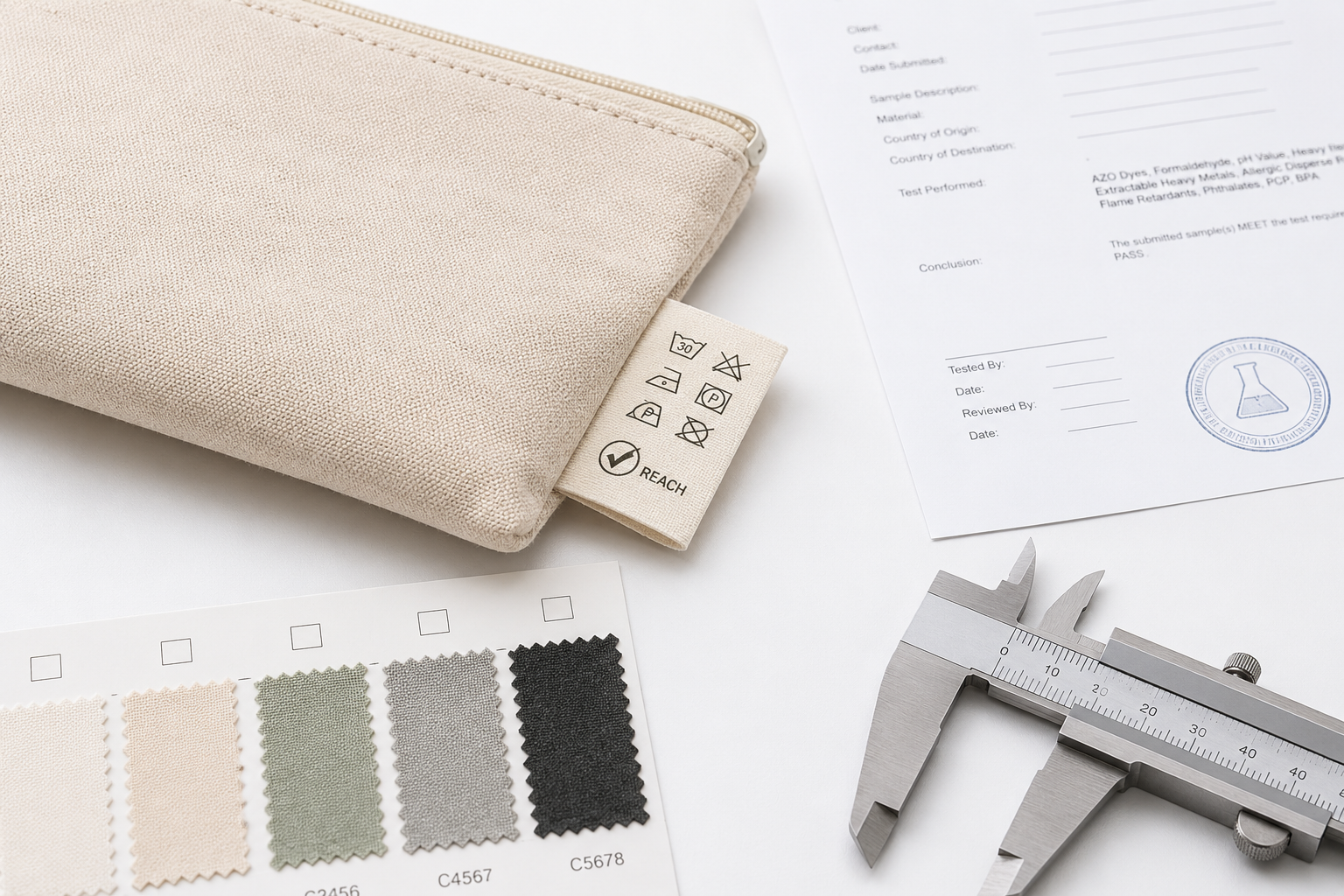Baron & Son Arbeitsplatz mit Materialproben und Dokumenten