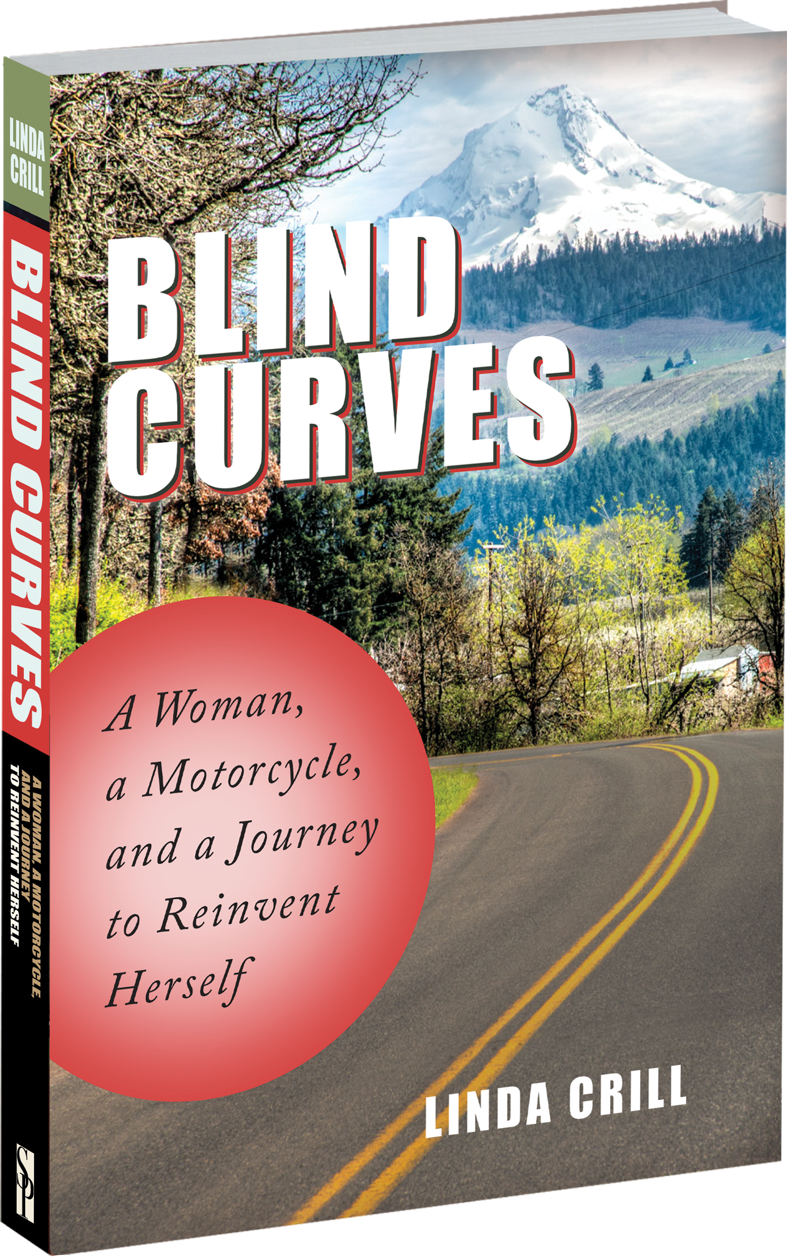 Book Cover of Blind Curves–A Woman, A Motorcycle and a JOurney to Reinvent Herself