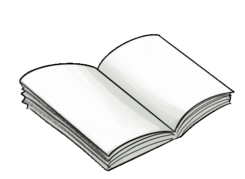 An open blank book or notebook with blank pages.