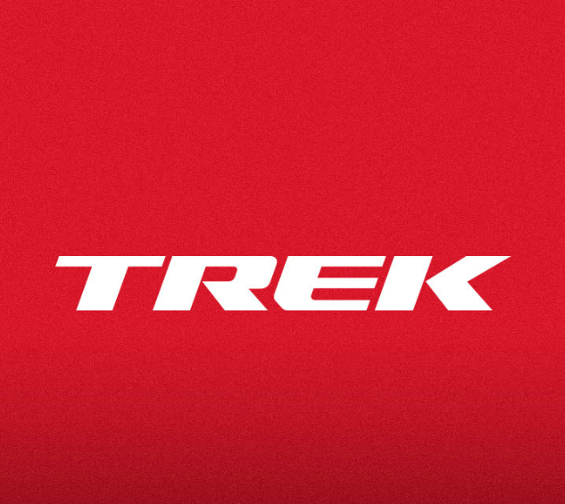 The Trek logo on a red background.
