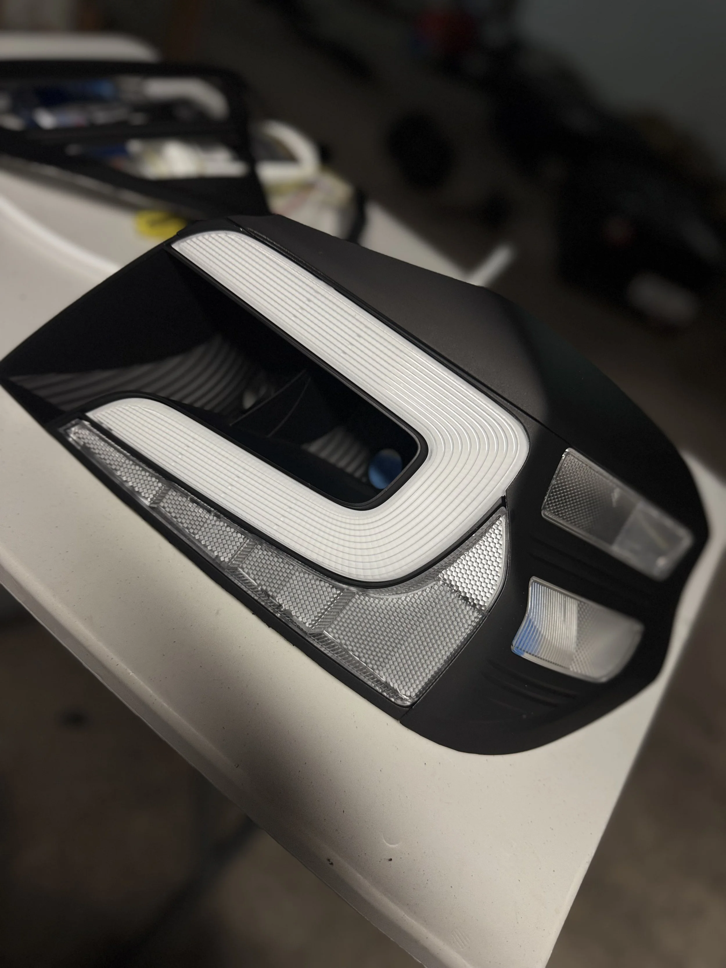 Custom OEM Clear Tail Lights w/ Frosted Accent Bars & Hidden RGB