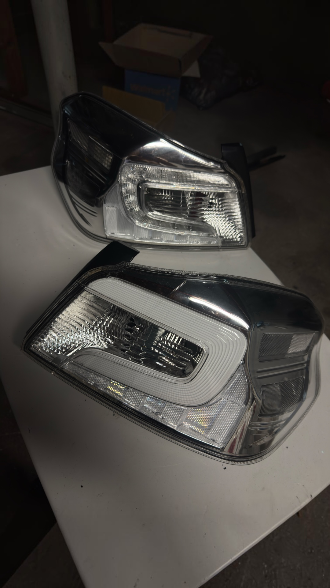 Custom OEM Clear Tail Lights w/ Frosted Accent Bars & Hidden RGB
