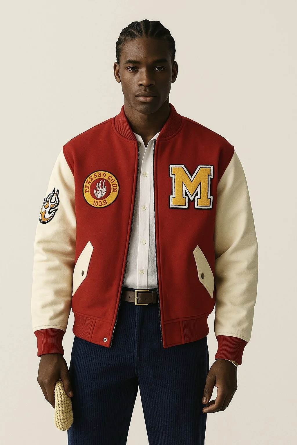Vintage Varsity Jacket with Embroidered Patches