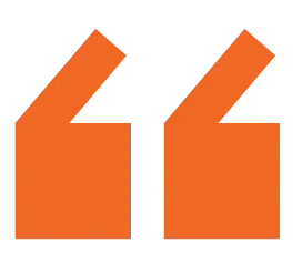 Orange quotation marks on a white background.